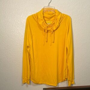 Mustard Yellow Cowl Neck Pullover Long Sleeve Casual Top Size- X-Large